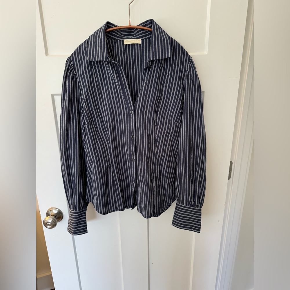 Ulla Johnson Arden Blouse Azul blue stripe, NWOT US 6, 100% cotton